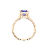 1.60ct Round Blue Untreated Sri Lankan Sapphire Hidden Halo Solitaire in 14k Yellow Gold
