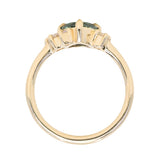 1.09ct Seafoam Green Montana Sapphire and Natural Diamond Mountainscape Ring in 14k Yellow Gold