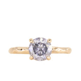 1.61ct Round Brilliant Salt & Pepper Diamond Evergreen 4 Prong Solitaire in 14k Yellow Gold