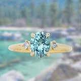 2.01ct Oval Precision Cut Denim Blue Untreated Montana Sapphire and Princess Cut Diamond Rapids Low Profile Ring in 18k Yellow Gold