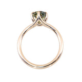 2.07ct Radiant Cut Untreated Tanzanian Sapphire Low Profile Six Prong Split Shank Solitaire in 14k Yellow Gold