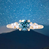 1.06ct Round Blue Montana Sapphire and Diamond Starry Night Low Profile Solitaire in 14k Yellow Gold