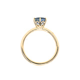 1.56ct Round Australian Parti Green Sapphire Lotus Solitaire in 14k Yellow Gold