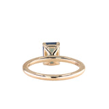 2.02ct Untreated Emerald Cut Opalescent Teal Sapphire 4 Prong Solitaire in 14k Yellow Gold
