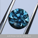 2.34CT ROUND PRECISION CUT MONTANA SAPPHIRE, OCEAN BLUE, UNTREATED, 7.44X5.50MM