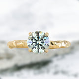 1.64ct Round "Hearts & Arrows" Cut Untreated Montana Sapphire 4 Prong Solitaire Evergreen Ring in 18k Yellow Gold
