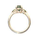 1.92ct Oval Untreated Madagascar Teal Sapphire and Pear Sapphire Antique Low Profile Prong Set Ring in 14k Yellow Gold