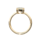 1.26ct Australian Untreated Emerald Cut Caribbean Teal Sapphire Low Profile Bezel Ring in 14k Yellow Gold