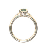 1.35ct Oval Brilliant Montana Sapphire and Princess Cut Diamond Rapids Low Profile Ring in 14k Yellow Gold