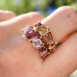 Pink Sapphire, Tourmaline and Spinel Mosaic Ring in 14k Yellow Gold