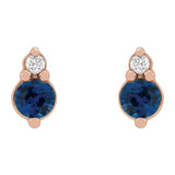 Sapphire + Diamond Accent Stud Earrings in 14k Gold