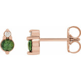 Sapphire + Diamond Accent Stud Earrings in 14k Gold