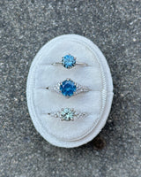 2.12ct Blue Montana Sapphire Diamond-Studded Tapered Solitaire in 14k White Gold