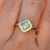 1.90ct Untreated Square Radiant Montana Sapphire Low Profile Bezel Ring with Milgrain in 14k Yellow Gold