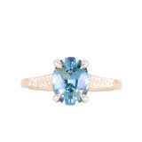 2.13ct Untreated Blue Madagascar Sapphire Vine Cathedral Four Prong Ring in 14k Yellow Gold