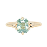 2.25ct Radiant Cut Madagascar Sapphire Low Profile Six Prong Split Shank Solitaire in 14k Yellow Gold