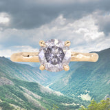 1.61ct Round Brilliant Salt & Pepper Diamond Evergreen 4 Prong Solitaire in 14k Yellow Gold