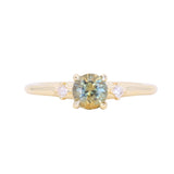 0.71ct Bicolor Round Montana Sapphire and Princess Cut Diamond Rapids Low Profile Ring in 18k Yellow Gold