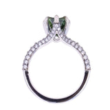 3.93ct Green Australian Pear Sapphire Diamond-Studded Tapered Solitaire in 14k Blackened Gold