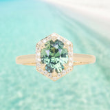 2.05ct Untreated Madagascar Oval Sapphire and Diamond Hexagon Stackable Halo in 14k Yellow Gold