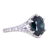 Split Shank Six Prong Solitaire with Pavé Set Diamonds - Low Profile Setting