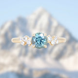 1.01ct Light Teal Montana Sapphire and Diamond Starry Night Low Profile Solitaire in 14k Yellow Gold