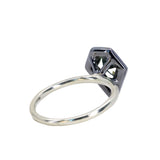 0.70ct Shield Cut Montana Sapphire and Blackened Gold Bezel Set Diamond Halo In 14k Green Gold