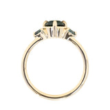 0.98ct Songean Deep Teal Green Sapphire and Trillion Parti Sapphire Low Profile Ring in 14k Yellow Gold