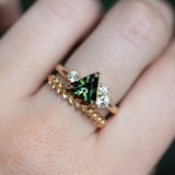 1.74ct Trillion Australian Parti Untreated Sapphire and Lab Diamond Mountainscape Ring in 14k Yellow Gold