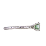0.89ct Oval Precision Cut Spring Green Montana Sapphire Evergreen Carved 4 Prong Solitaire in 14k White Gold