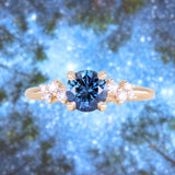 1.16ct Round Blue and Midnight Purple Montana Sapphire and Diamond Starry Night Low Profile Solitaire in 14k Yellow Gold