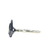 0.70ct Shield Cut Montana Sapphire and Blackened Gold Bezel Set Diamond Halo In 14k Green Gold