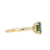 2.03ct Untreated Australian Oval Parti Sapphire Cathedral Double Prong Solitaire in 18k Yellow Gold