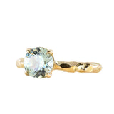 1.64ct Round "Hearts & Arrows" Cut Untreated Montana Sapphire 4 Prong Solitaire Evergreen Ring in 18k Yellow Gold