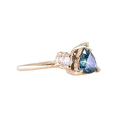 1.23ct Teal Montana Sapphire and Genuine Antique Diamond Mountainscape Ring in 14k Yellow Gold