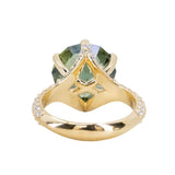 6.75ct Fancy Untreated Umba Sapphire Diamond-studded Six Prong Split Shank Solitaire in 18k Yellow Gold