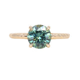 1.97ct Round Precision Cut Montana Sapphire 4 Prong Solitaire Evergreen Ring in 14k Yellow Gold