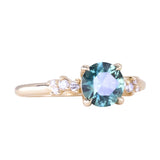 1.31ct Round Teal Blue Montana Sapphire and Diamond Starry Night Low Profile Solitaire in 14k Yellow Gold