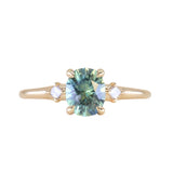 1.20ct Oval Brilliant Teal Montana Sapphire and Princess Cut Diamond Rapids Low Profile Ring in 14k Yellow Gold