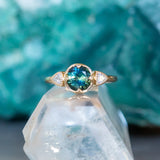 Three Stone Compass Set Low Profile Diamond Milgrain Antique - Setting