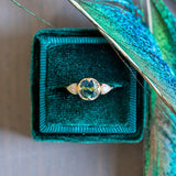 Three Stone Compass Set Low Profile Diamond Milgrain Antique - Setting