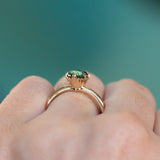 2.08ct Oval Teal Blue Green Sapphire Scallop Cup Solitaire in 14k Yellow Gold