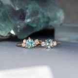 1.27ct Parti Madagascar Sapphire and Lab Diamond Three Stone Ring in 14K Yellow Gold