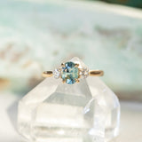 1.27ct Parti Madagascar Sapphire and Lab Diamond Three Stone Ring in 14K Yellow Gold