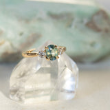 1.27ct Parti Madagascar Sapphire and Lab Diamond Three Stone Ring in 14K Yellow Gold