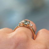 1.27ct Parti Madagascar Sapphire and Lab Diamond Three Stone Ring in 14K Yellow Gold