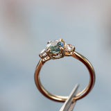 1.27ct Parti Madagascar Sapphire and Lab Diamond Three Stone Ring in 14K Yellow Gold