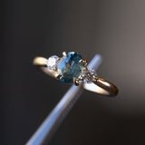 1.27ct Parti Madagascar Sapphire and Lab Diamond Three Stone Ring in 14K Yellow Gold