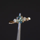 1.27ct Parti Madagascar Sapphire and Lab Diamond Three Stone Ring in 14K Yellow Gold