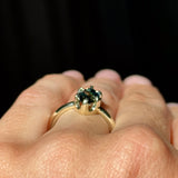 1.56ct Australian Marquise Parti Sapphire Low Profile 6 Prong Evergreen Solitaire in 14k Green Gold